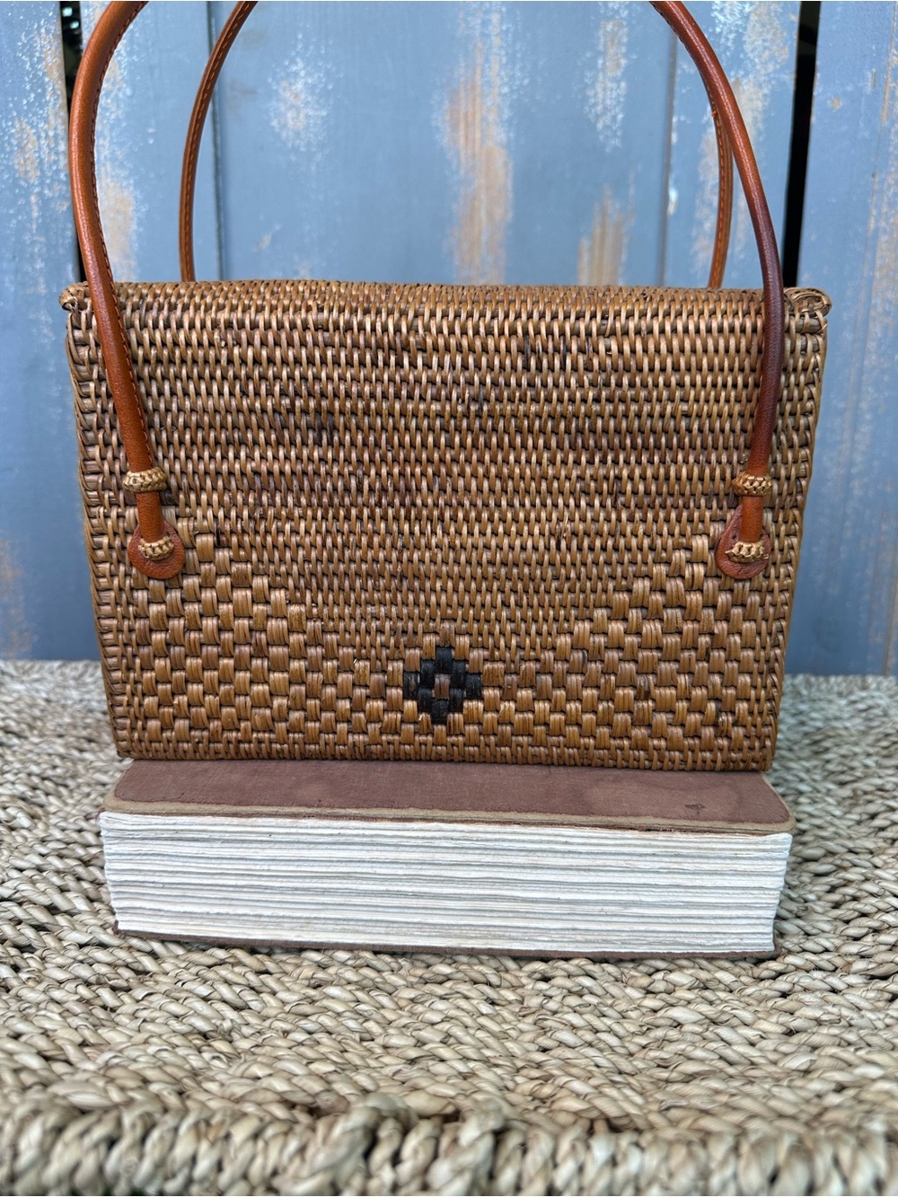 Woven Rattan Ata Grass Woven Flap Top Handle Bag - Picture 4 of 11